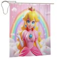 thumbnail image 1 of Cortina de ducha de princesa Peach, juego de cortinas de ducha con dibujos animados encantadores para niños, niñas, dormitorio universitario, baño, accesorios de decoración de bañera a prueba de agua, 1 of 8