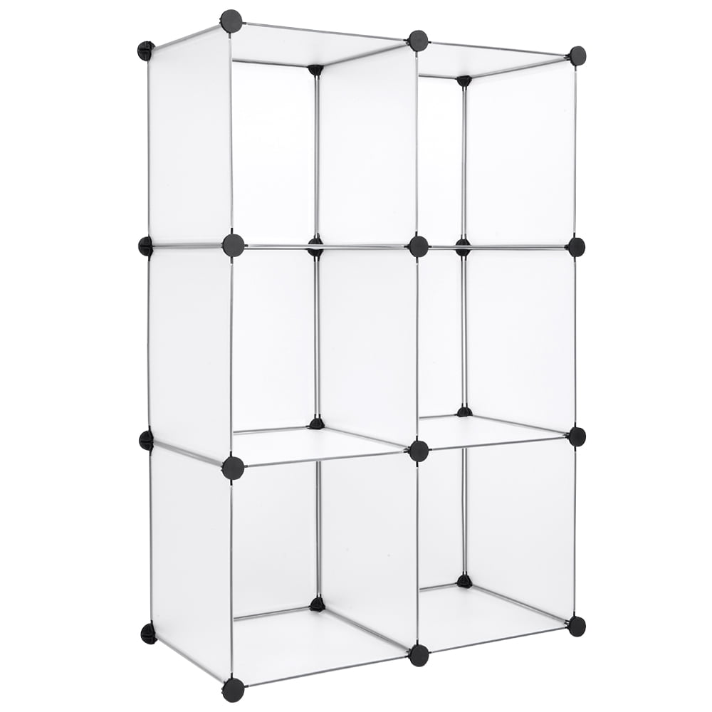 Kepooman Cube Storage Organizer, Plastic Cube Storage Shelves for Bedroom Living Room Office, Book Shelf 6 Cube Storage Unit for Clothes, White Kepooman Cube Storage Organizer, Plastic Cube Storage Shelves for Bedroom Living Room Office, Book Shelf 6 Cube Storage Unit for Clothes, White