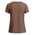 thumbnail image 5 of Tfken Summer Women Tshirts Solid Color Short Sleeve V Neck Tops Casual Trendy Female Soft Shirts Brown, 5 of 5