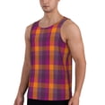 thumbnail image 2 of Zufioo Orange and Purple Plaid Print Men's Vest, Sleeveless Quick-drying Muscle T-shirt, Suitable for Sports Fitness, Home Leisure Wear-X-Large, 2 of 7
