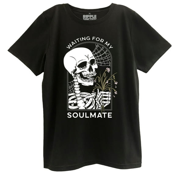 Ripple Junction Waiting For My Soulmate Skeleton Women's Boyfriend Graphic T-Shirt