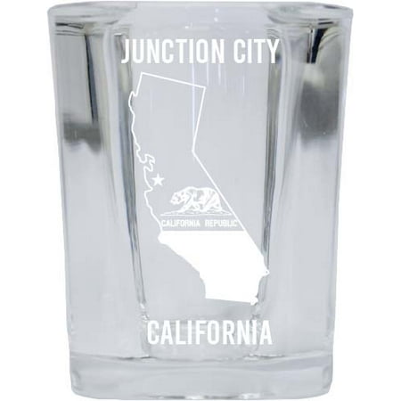 

Junction City California Laser Etched Souvenir 2 Ounce Square Shot Glass State Flag Design