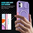 thumbnail image 2 of for iPhone 11 Case with Camera Sliding Cover, [Compatible with MagSafe] with Magnetic Ring Kickstand, Military Grade Heavy Duty Protection Phone Case for iPhone 11, Purple, 2 of 10