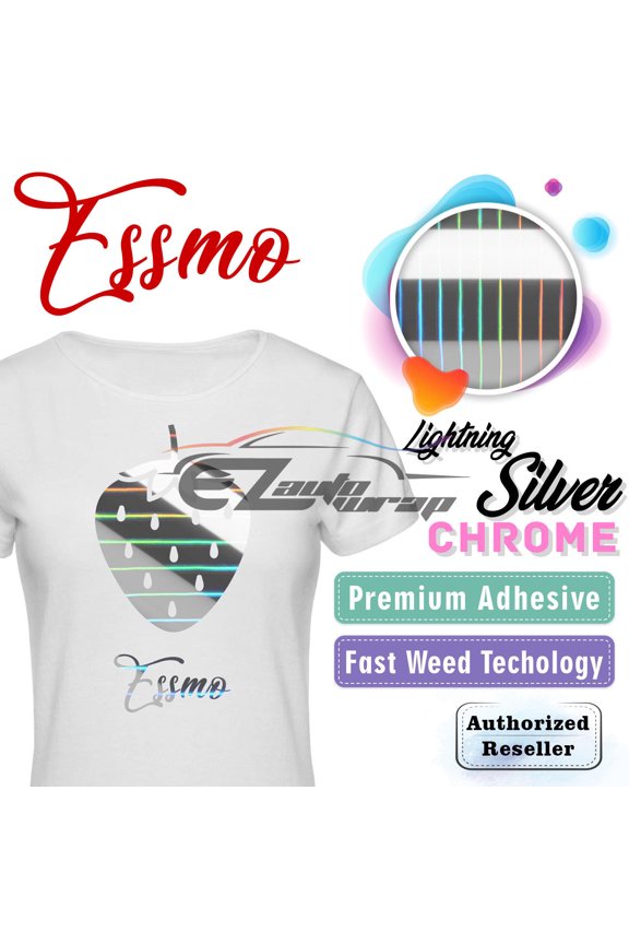 Lightning Silver Chrome Heat Transfer Vinyl HTV Sheet T-Shirt 20" Wide Iron On Heat Press 20"x12"