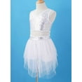 thumbnail image 3 of inhzoy Kids Girls 2PCs Ballet Dance Outfits Sequins Camisole Crop Top with Mesh Skirted Leotard A White 10, 3 of 9