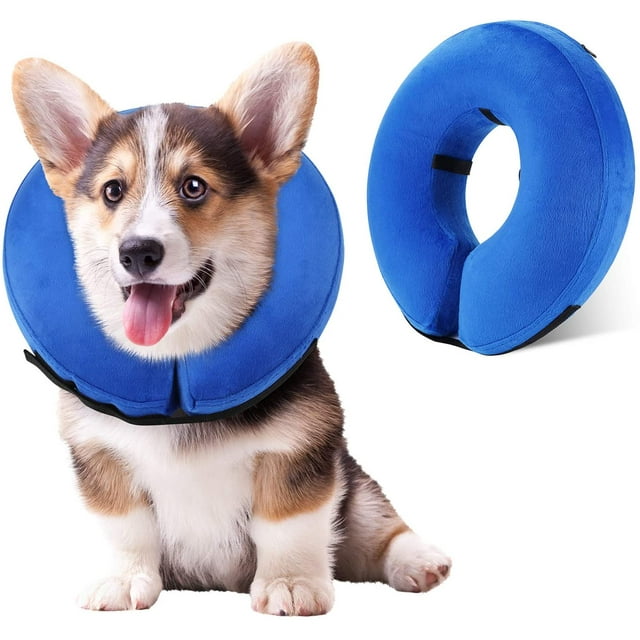 Protective Inflatable Collar, Inflatable Comfy Cone for Dogs and Cats, Soft Dog Cone After Surgery Pet Recovery Collar Prevent Dogs from Biting & Scratching