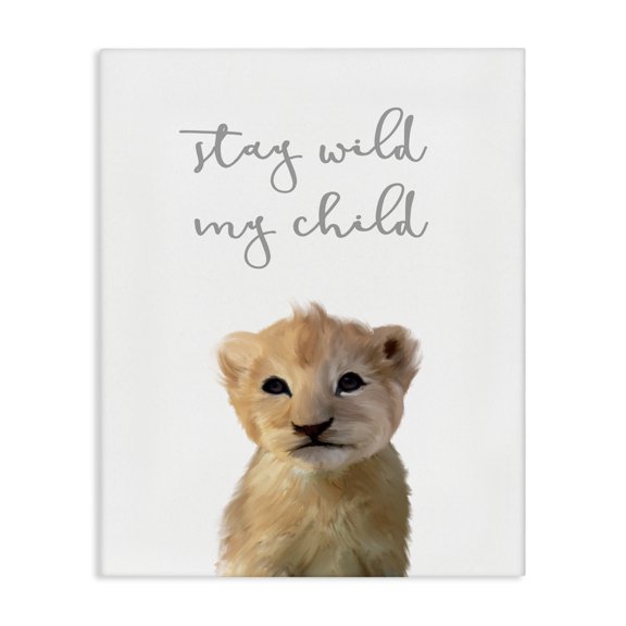 Stupell Industries Cottage Stay Wild Phrase Friendly Safari Lion Cub Canvas Art, 16 x 20, by Leah Straatsma