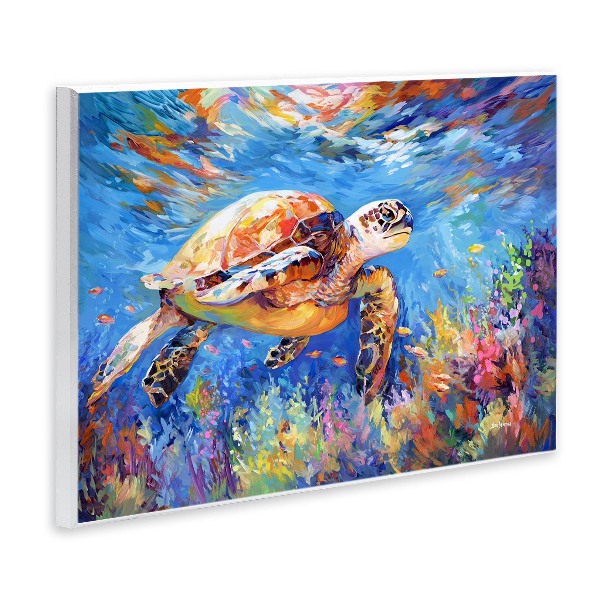Stupell Industries Sea Turtle's Adventure Animals & Insects Painting Unframed Art Print Wall Art, 19 x 13
