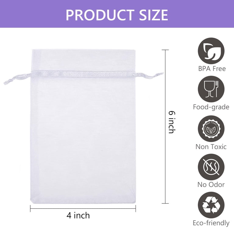 Tripumer Sheer Organza Bags, 200-Piece White Gift Pouches photo 2