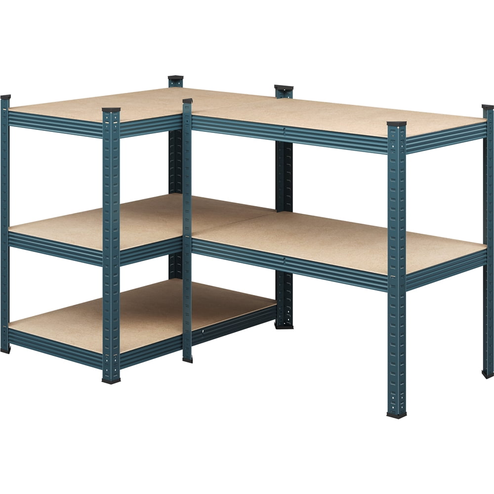 Yaheetech 5 Tier Metal Storage Rack with Adjustable Shelves, Set of 2, Neptune Blue
