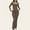 Khaki, variant on Women's Cozy Matching Lounge Set Flared Pants Low Waist Loungewear Casual Two Piece Pajama Set, Black