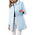 thumbnail image 3 of INSPIRE CHIC Women's Peter Pan Collar Double Breasted Winter Long Trench Pea Coat L Blue, 3 of 8