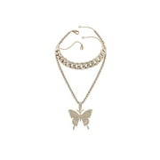 Necklaces for Women Butterfly Pendant Necklace Cuban Chain Gifts for Women Butterfly Chains Gothic Necklaces for Women Alloy