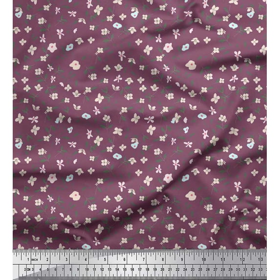 Soimoi Viscose Chiffon Fabric Leaves & Floral Shirting Decor Fabric Printed Yard 42 Inch Wide