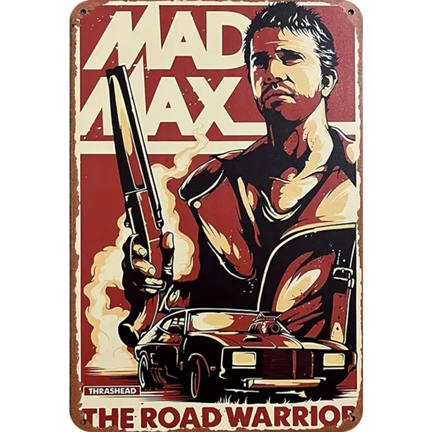 Placa Metal Vintage Mad Max Pintura Hierro Rectangular Arte Pared Del 20x30cm