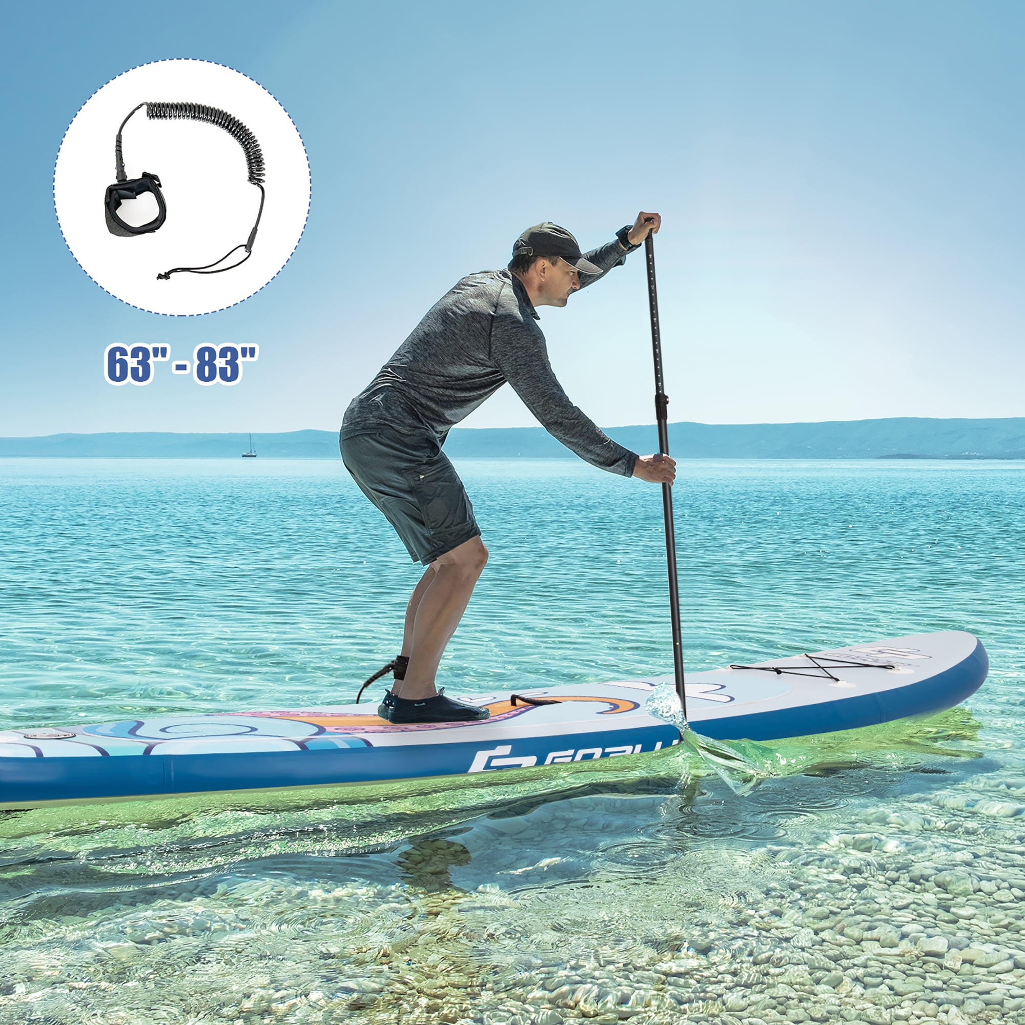 Goplus 11' Inflatable Stand Up Paddle Board Surfboard W/Aluminum Paddle Pump Blue