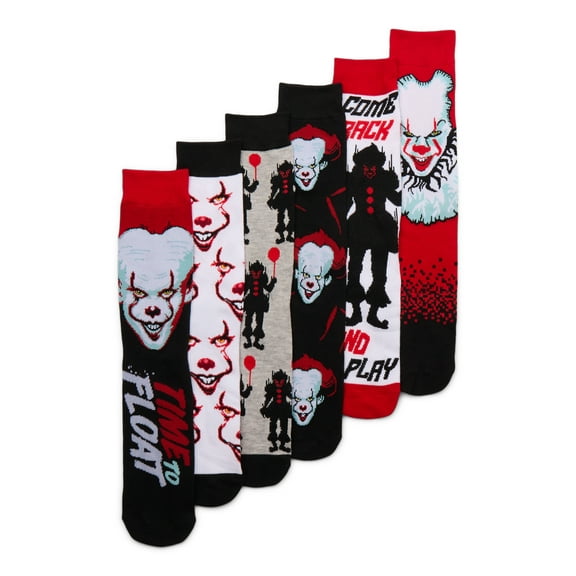 Stephen King's It Men's Crew Socks, 6-Pack, Shoe Sizes 8-12