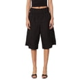 thumbnail image 2 of Yunliwuli Women Summer Capri Pants Knee Length High Waist Solid Color Wide Leg Pants with Pockets, 2 of 8