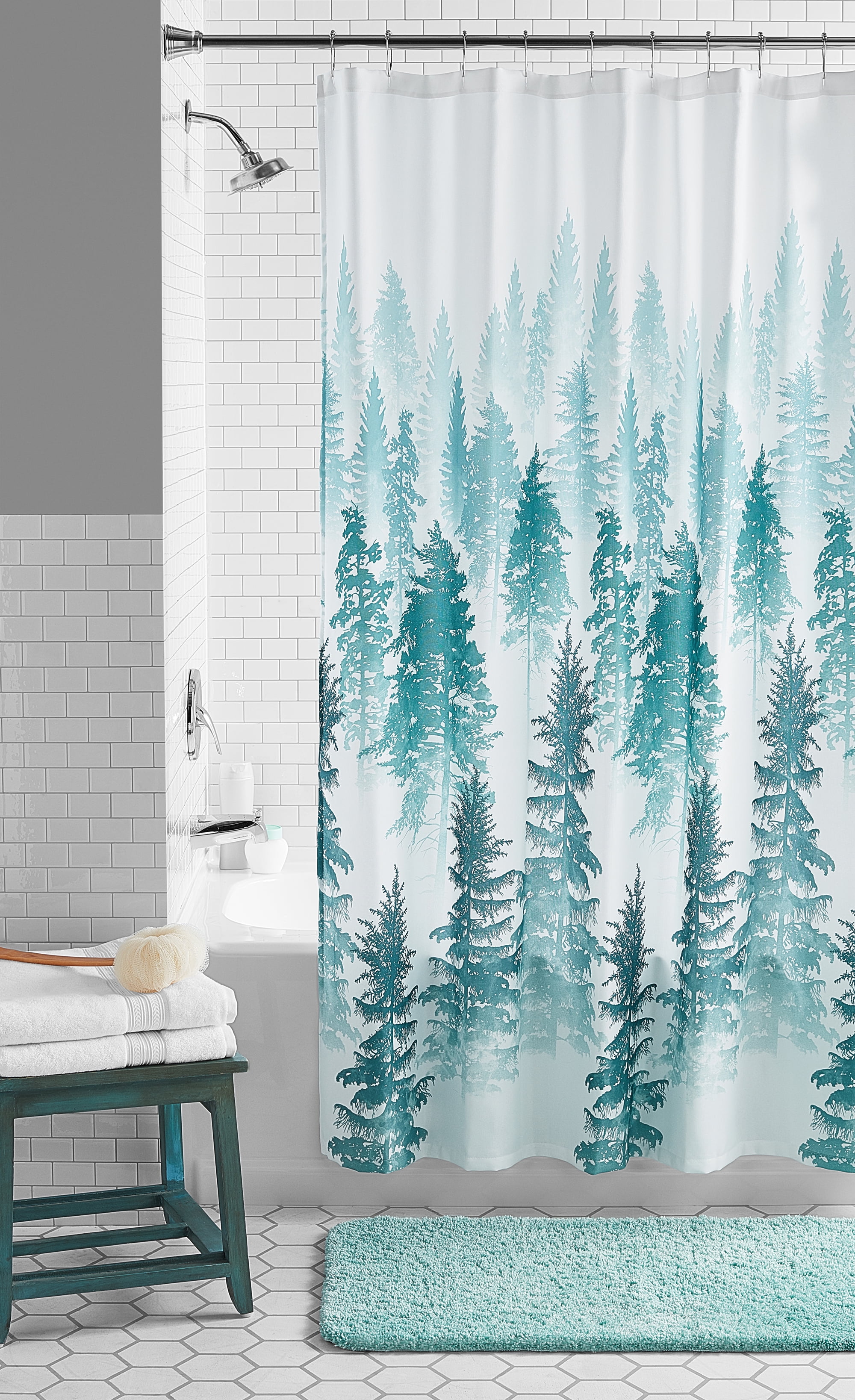 Mainstays Treeline Fabric Shower Curtain, 72" x 72"