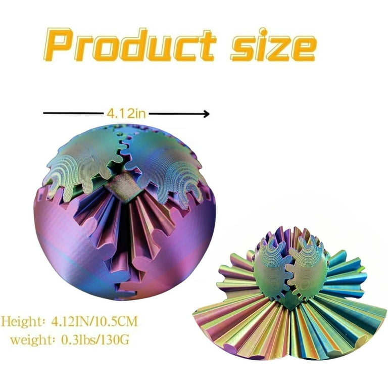 Gear Ball, 4.2in 3D Printed Gear Ball Spin Ball Cube Fidget Toys, Gear Sphere, Gear Ball Fidget Toy, Stress Ball, GearSphere Desk Toy, Fidget Balls,
