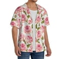 thumbnail image 2 of Rateoe Rose Flowers Pattern Men's Short Sleeve Classic Shirt, Casual Short-Sleeved Shirt, Lightweight Summer Shirt, Cuban Collar Shirt,Button-Front Shirt-X-Large, 2 of 5