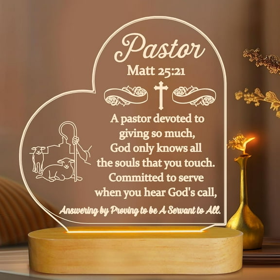 Pastor Appreciation Gifts, Pastor Gifts for Men - 3D Illusion Lamp LED Night Light, Thank You Presents for Preacher Birthday