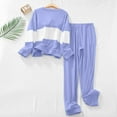 thumbnail image 4 of BLVB Women's Pajama Sets Casual Soft Color Block Crew Neck Long Sleeve Tops and Pants 2 Piece Outfits Sleepwear Pjs, 4 of 8