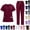 Wine, variant on YOUYEDIAN Scrubs for Women Quick Dry Nurse Uniform Short Sleeve V Neck Scrub Tops Elastic Waist Wide Leg Scrub Pants