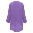 thumbnail image 4 of CZHJS Back to School Clothes Under $10 Plus Size Tops Trendy Western Tops for Ladies V-Neck Pullover Loose Tunic Long Sleeve T Shirts Solid Color Sweatshirts Womens Fall Fashion Purple XXXL, 4 of 4