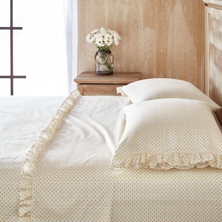 The Pioneer Woman Queen Polka Dot Ruffle Sheet Set, (Best Sheets In The World)