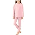 thumbnail image 2 of Xdegoge 2 Piece Sets for Girls Cozy Long Sleeve Crewneck Pullover Tops High Waisted Slim Fit Pants Solid Color Comfy Sleepwear Fall Winter Lounge Set Outfits, 0-13 Years, 2 of 7
