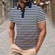 thumbnail image 3 of Mens Manga Corta Botón Abajo Camisas con Bolsillo Pulover Botón de Impresión de la Camisa de Solapa de Poliéster Cuello de Vuelta, Blusa Casual para Hombres, 3 of 5