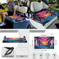 thumbnail image 3 of Jeiento Golf Cart Seat Covers 4 PCS with Steering Wheel Cover and 2PCS Golf Cart Flags Sunset Universal Seat Blanket Steering Wheel Wrap Cover Golf Cart Flags Golf Cart Decoration Banner, 3 of 5
