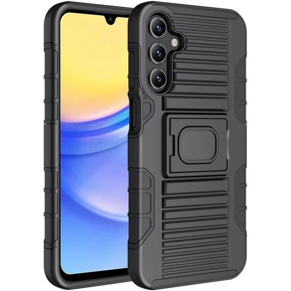 Case for Samsung Galaxy A15 5G Phone, Nakedcellphone Rugged Hybrid Ring Grip Cover with Stand and Built-In Mounting Plate - USA Flag Design