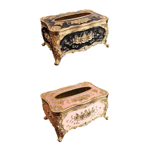 2 Piezas de Soporte de Caja de Pañuelos de Acrílico Rústico Extraíble Caja de Cubierta de Tejido Estilo Vintage Servilletero para Sala de Estar, Hotel negro y rosa perfecl Sostenedor del tejido