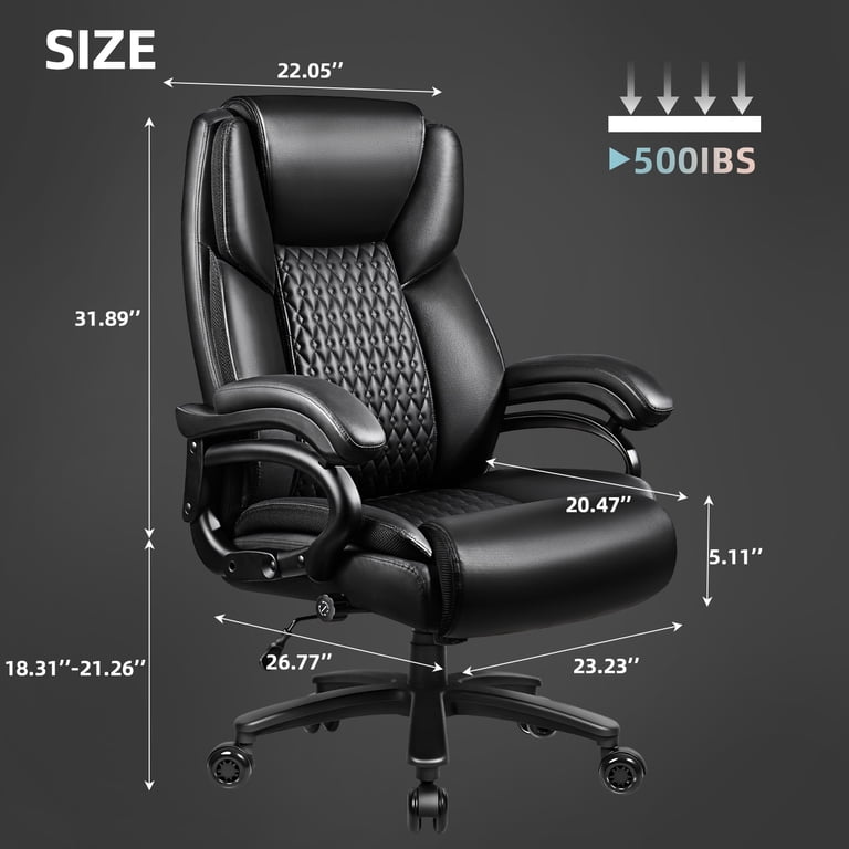 Waleaf Heavy Duty Office Chair, Big and Tall, 500lbs, Adjustable