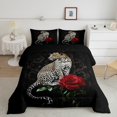 thumbnail image 1 of Erosebridal 3D Leopard Cheepah Bedding Sets Queen with Comforter, Red Rose Duvet Insert, Jungle Animal Decor, Reversible 3 Pieces, 1 of 7