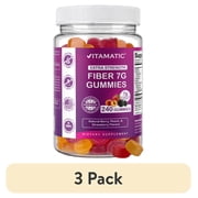 (3 pack) Vitamatic Prebiotic Fiber Gummies for Adults, 7G Extra Strength, Zero Sugar Added, 240 Pectin Based Gummies, Digestive Health & Regularity Support
