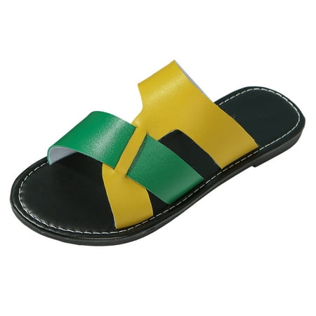

Vuygyu Ladies Summer Colour Blocking Soft Leather Beach Outer Wear Big Size Sandal Slippers Womens Closed Toe Sandals Size 9 Womens Wedge Sandals Size 9 Womens Comfort Sandals with Arch Support Cute