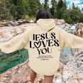 thumbnail image 3 of Jesus Loves You Hoodie Christian Sweatshirts for Women Long Sleeve Jesus Hoodies Bible Verse Sweatshirts Oversized Religious Sayings Pullover Hoodies Khaki M, 3 of 6