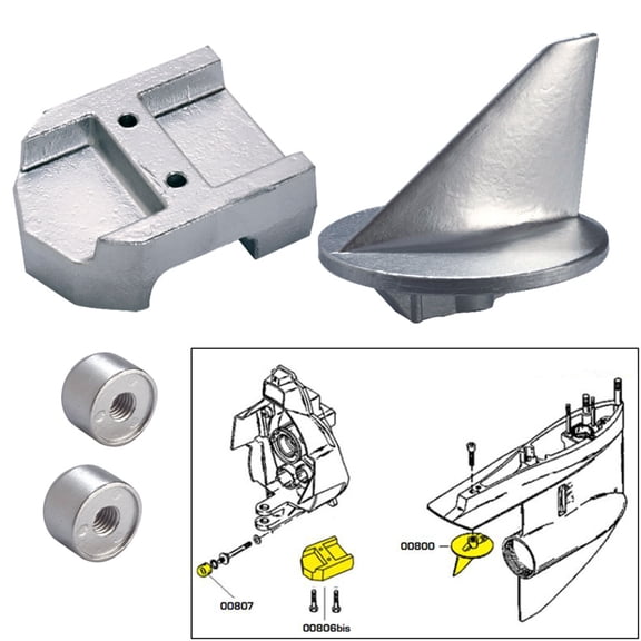 TECNOSEAL ANODE KIT MERC ALPHA 1 GEN 1 W/ HARDWARE MAGNESIUM