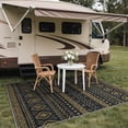thumbnail image 2 of DEORAB Outdoor Rugs 6'X9' Patio Rug Three-Layer Material Imitation Silicone Spot Molding Camping Outside Rv Mat,Black & Brown, 2 of 11