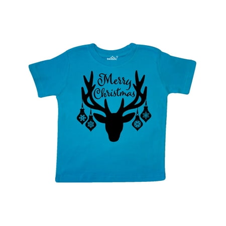 

Inktastic Merry Christmas Reindeer Antlers with Ornaments Gift Toddler Boy or Toddler Girl T-Shirt