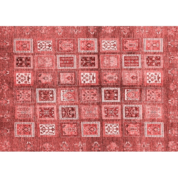 Ahgly Company Machine Washable Indoor Rectangle Abstract Red Modern Area Rugs, 5' x 7'