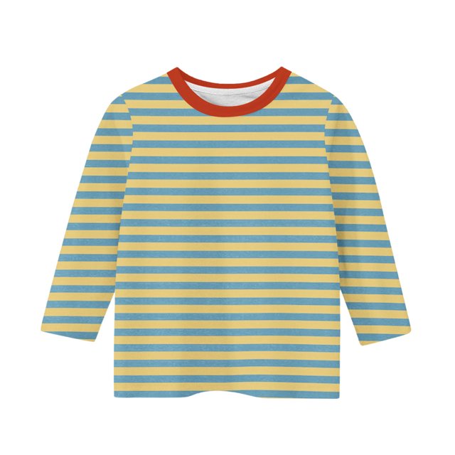 Amzcrzy Chandail en Molleton Rayé pour Enfants Bébé Manches 3/4 Col Rond Chandail en Molleton Bloc de Couleur Chandail Ample Décontracté Printemps Basique 3-11 Ans