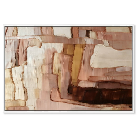 Proper Boho Abstract Warm Color Canvas Wall Art by Art Remedy, White Floater Frame, 15"x10"
