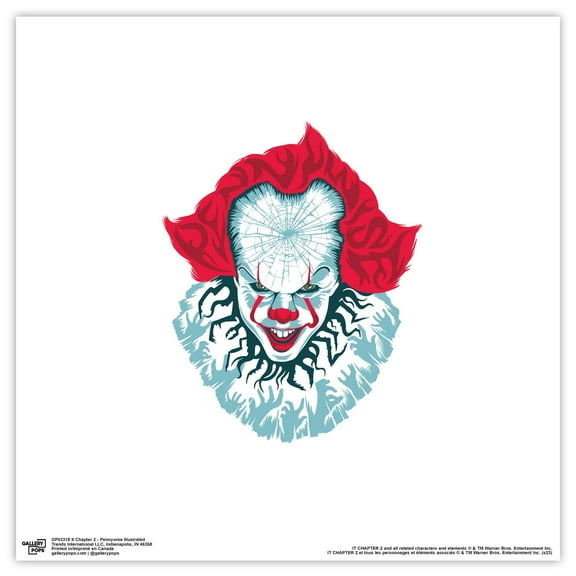 Gallery Pops IT Chapter Two - Pennywise Illustrated Wall Art, Unframed Version, 12" x 12"