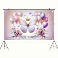 thumbnail image 3 of 1PC, 2D Flat, butterfly, balloon and flower dreamy birthday background, size 70.8x43.3inch polyester banner background cloth, indoor and outdoor photography, outdoor festivals and theme activities, n, 3 of 8