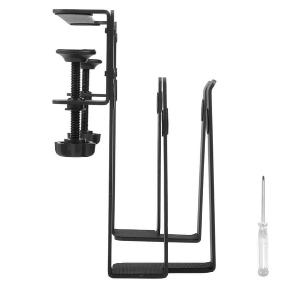 Desk Side Laptop Mount Metal Hanging Desk Side Storage No Drilling Siding Table Organizer for Office Home Tablets