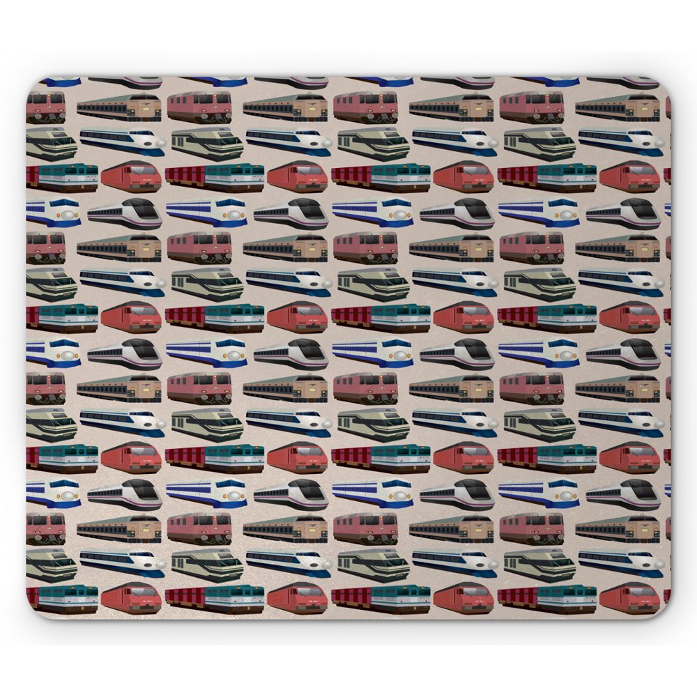 Train Mouse Pad, Continuous Pattern with Various Types of Trains